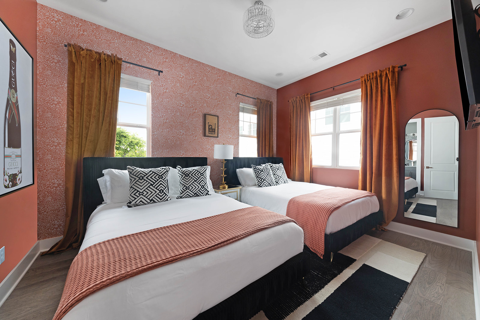 Interior bedroom shot of Bourbon + Bubbles