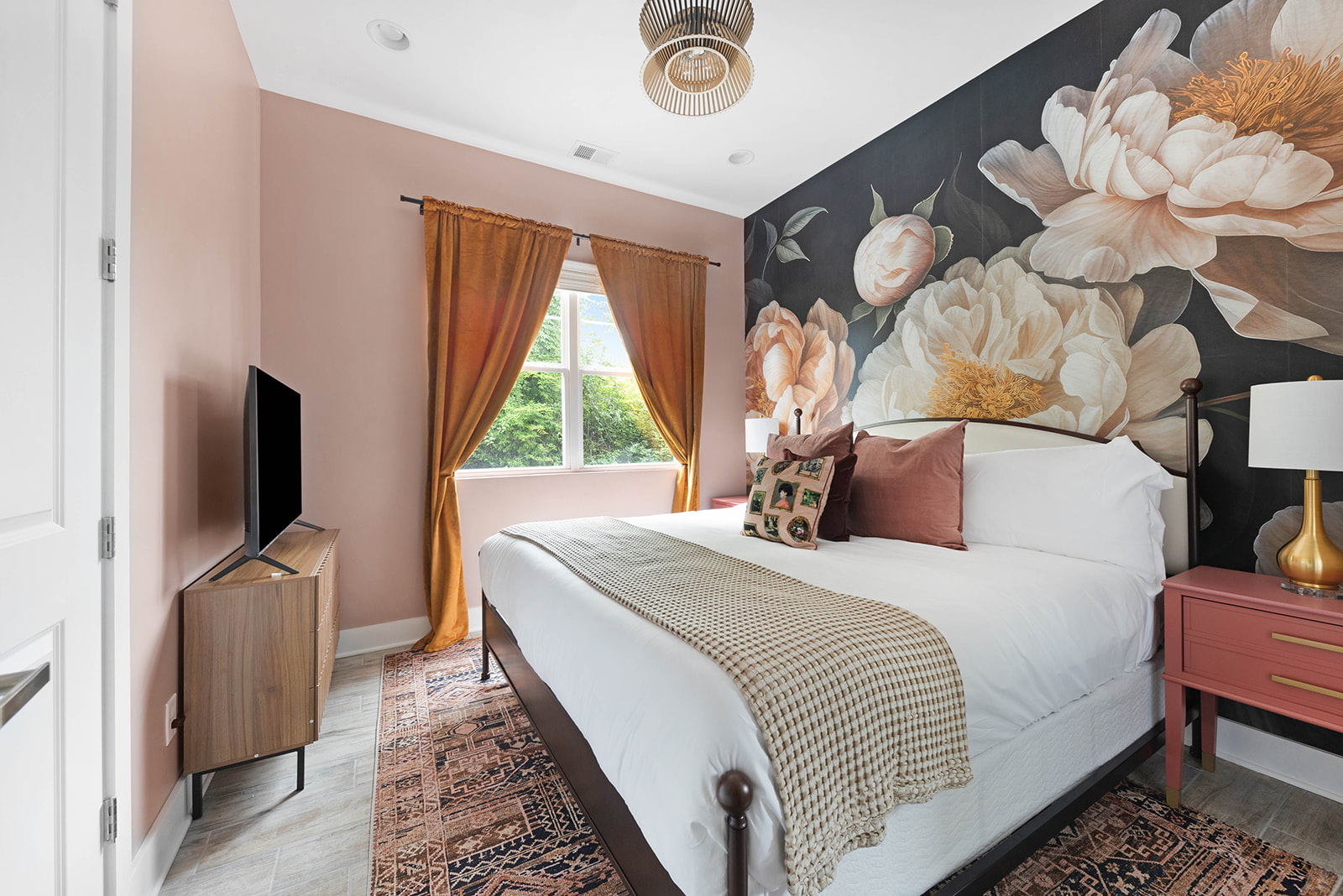 Interior bedroom shot of Bourbon + Bubbles